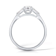Three Stone Round Brilliant And Baguette Diamond Trilogy Ring